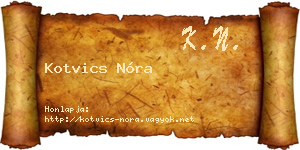 Kotvics Nóra névjegykártya